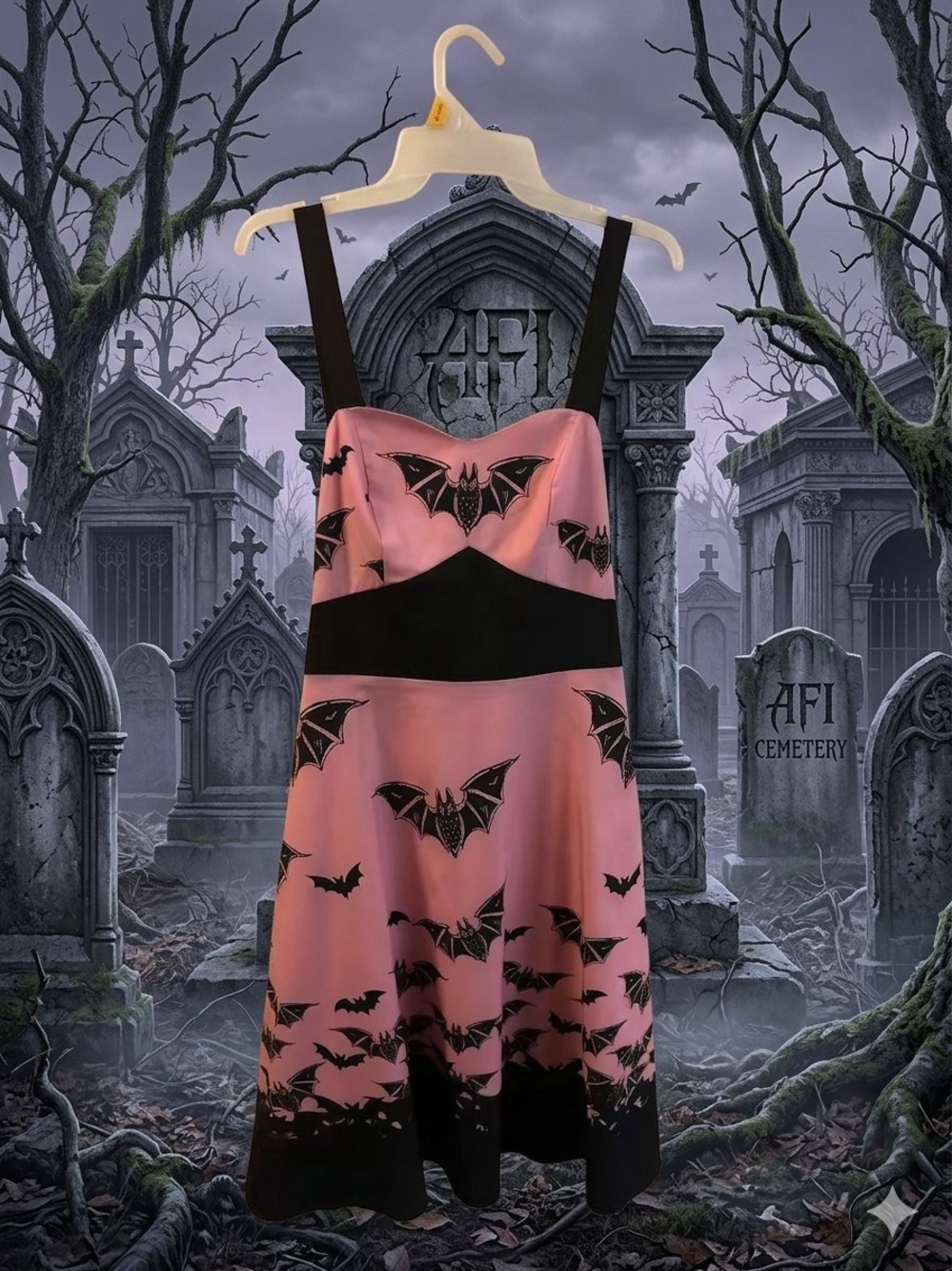Pink and Black Bat Dress